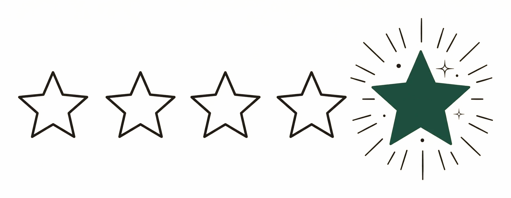 Ilustración de cinco estrellas con la última brillando intensamente